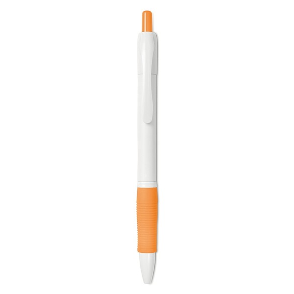 ALMERIDO Plastové kuličkové pero s gumovým úchopem, modrá n., oranžová