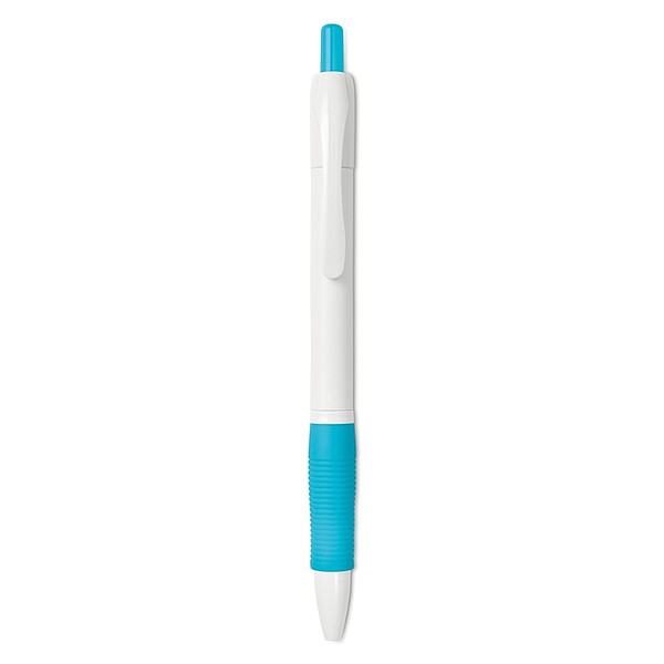 ALMERIDO Plastové kuličkové pero s gumovým úchopem, modrá n., tyrkysová