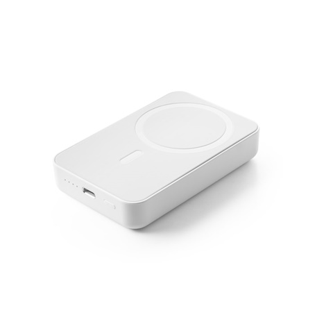 bílá AMPERE 10. 10 000 mAh magnetická power banka s 15W superrychlou bezdrátovou nabíječkou ve recyklovaného ABS (100% rABS), bílá