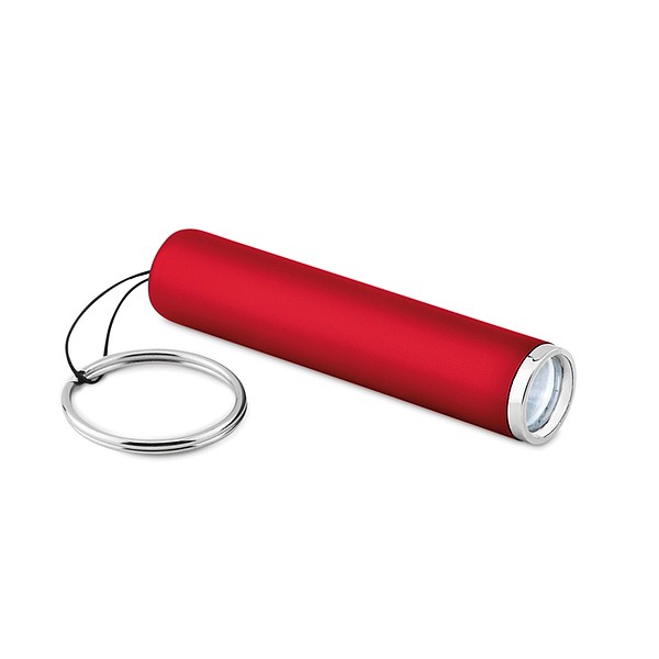 ARENTA Svítilna s ABS povrchem, LED světlem a kroužkem na klíče, červená