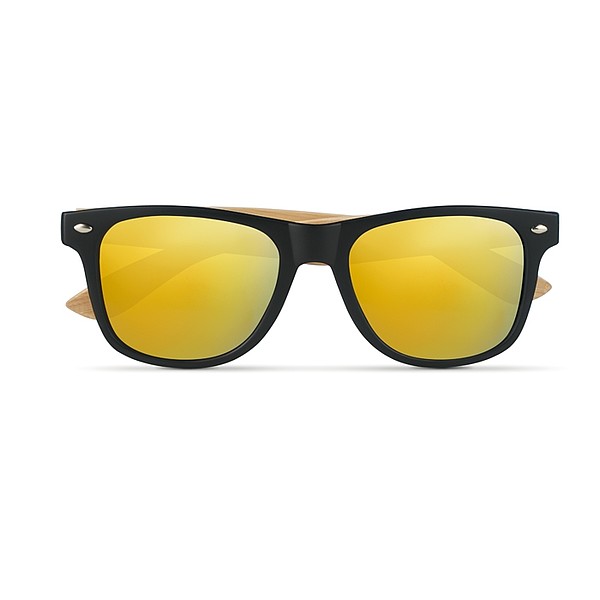 ARUBA Sluneční brýle s bambusovými nožičkami a zrcadlovými skly, žluté