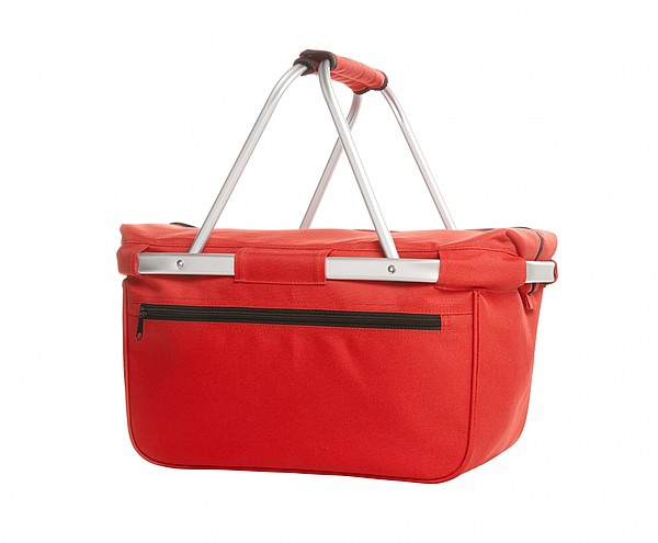 BÁRNY Chladící nákupní košík na zip s termo úpravou, červená