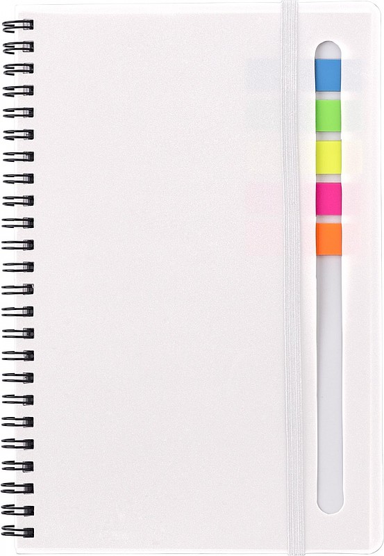 BELVEDER Kroužkový zápisník, 60 linkovaných stran, se značkovacími lístky, bílý