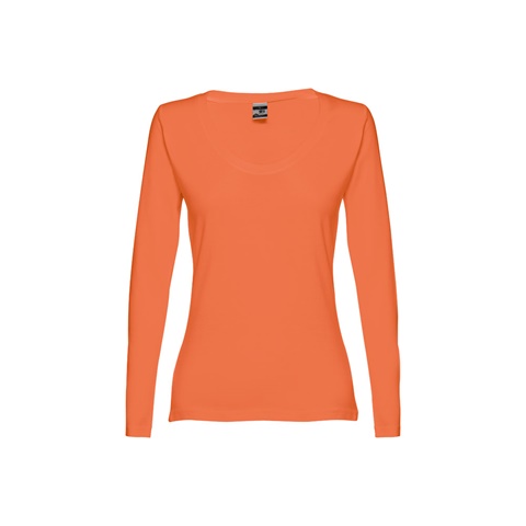 Terakota BUCHAREST WOMEN. Dámské bavlněné tričko s dlouhým rukávem a páskem, terakota, L