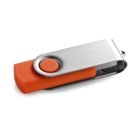 oranžová CLAUDIUS 8GB. 8 GB USB flash disk s kovovým klipem, oranžová