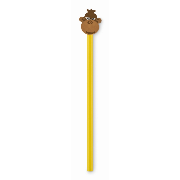 žlutá Dřevěná dětská tužka s gumou, žlutá