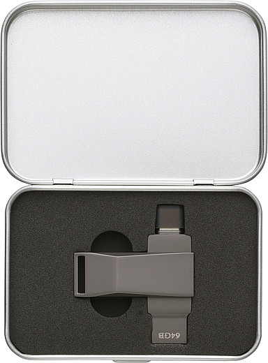 EKINOL Otočný USB 3.0 s UASB-A a USB-C, 64 GB, gunmetal