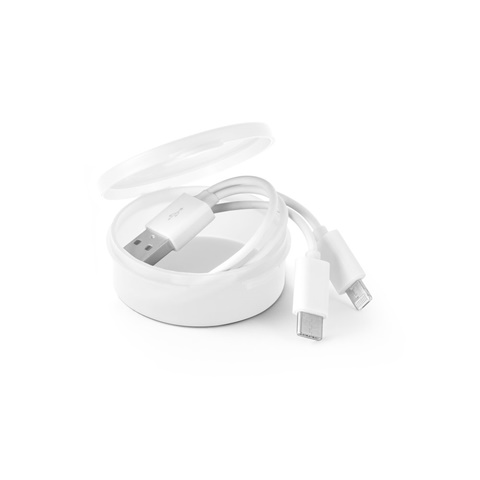 bílá EMMY. Kabel USB 3 v 1 z ABS a PVC, bílá
