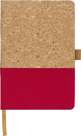 ERDOL Linkovaný zápisník A5 s deskami z bavlny a korku, 80 stran, červená