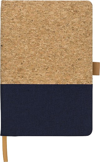 ERDOL Linkovaný zápisník A5 s deskami z bavlny a korku, 80 stran, modrá