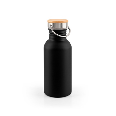 černá EWING. Jednostěnná láhev z nerezové oceli (90 % recyklovaná), černá