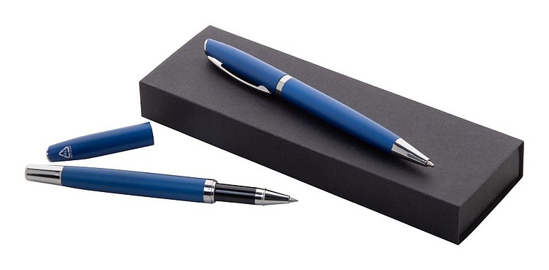FERIT Kovové kuličkové pero v papírové krabičce, modrá náplň, modrá