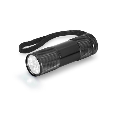 černá FLASHY. Hliníková svítilna s 9 LED diodami, černá