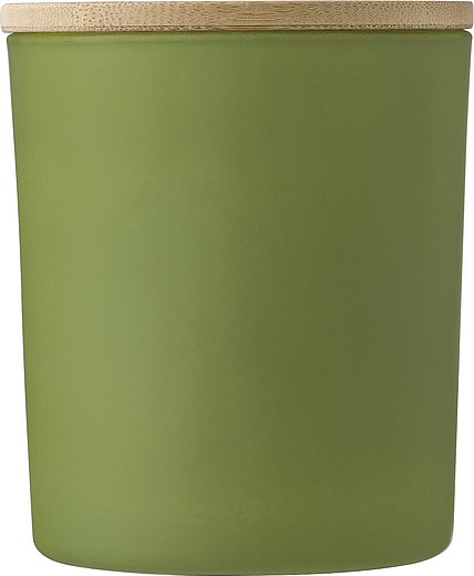 FLAVIAS Menší skleněná svíčka s bambusovým víčkem, zelená (jasmín)