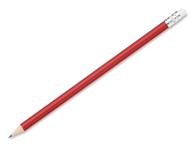 FREJA dřevěná grafitová HB tužka s gumou, Červená