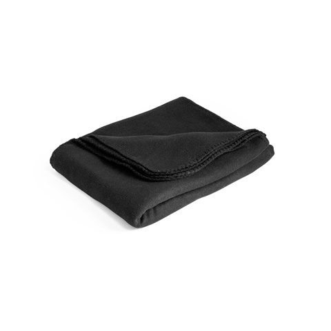 černá GALLIOT. Teplá deka (180 g/m²) z recyklovaného polyesteru (100% rPET), černá