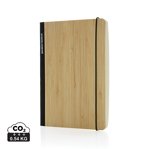 GRIOL Linkovaný zápisník A5 s bambusovými deskami a černými detaily, 160 stran