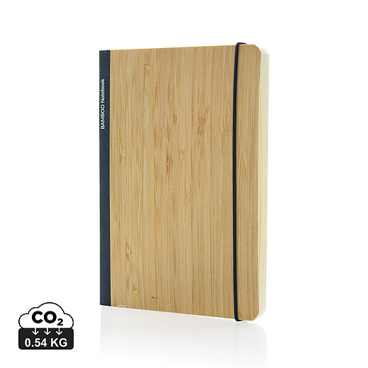 GRIOL Linkovaný zápisník A5 s bambusovými deskami a modrými detaily, 160 stran