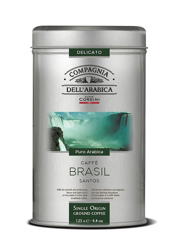 GROSETO Pražená mletá káva, 100% arabika v dárkové plechovce, 125 g, Brasil