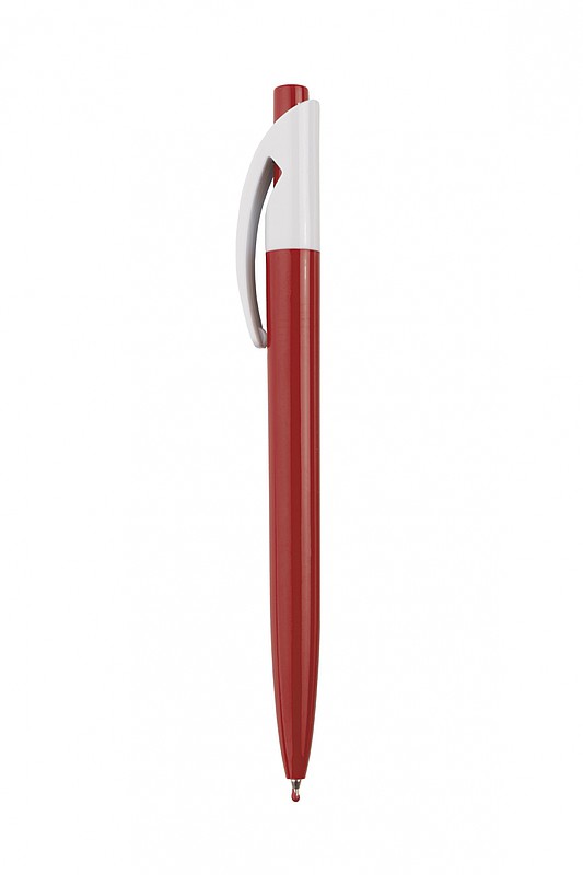 HAUSER QUICK Plastové kuličkové pero s bílým klipem, červené
