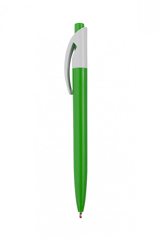 HAUSER QUICK Plastové kuličkové pero s bílým klipem, modrá n., zelené