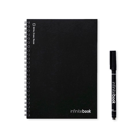 černá INFINITEBOOK PLAIN A5. Nekonečná kniha s flexibilním obalem a 15 obyčejnými tabulovými stránkami, černá
