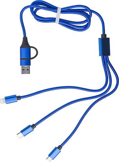 KALIBO Nabíjecí USB kabel se 3 koncovkami, modrá