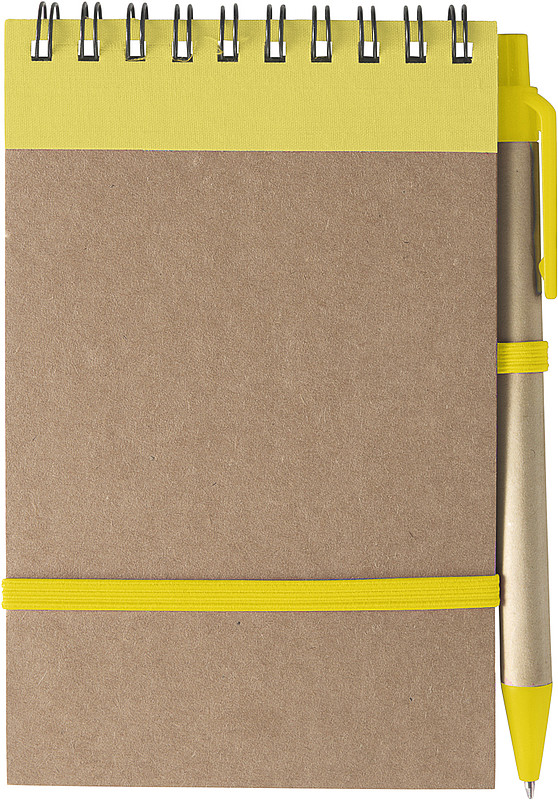 KARIOL Linkovaný blok, 70 stran, s KP, modrá náplň, a gumička, žlutý