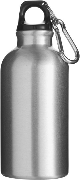 KYLBAHA Kovová láhev na pití, 0,4 l, s karabinou, stříbrná