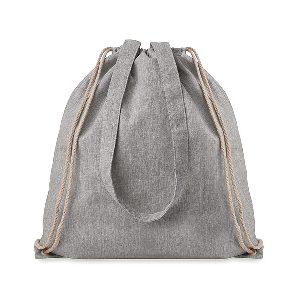 LAGAN Ekologická nákupní taška z recyklované bavlny se šňůrkami a dlouhými uchy, šedá