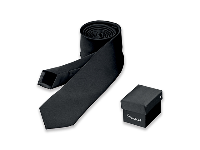 LAMBERT polyesterová pánská kravata v dárkové krabičce, SANTINI, Černá