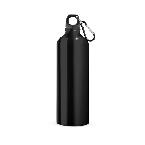 černá LANDSCAPE L. Hliníková sportovní láhev s karabinou 800 ml, černá