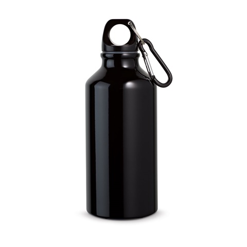 černá LANDSCAPE S. Hliníková sportovní láhev s karabinou 400 ml, černá