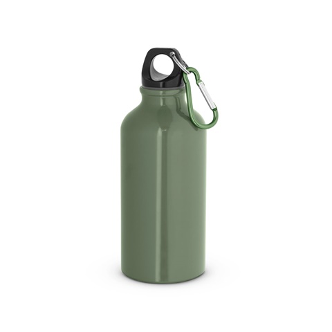VOJENSKÁ ZELENÁ LANDSCAPE S. Hliníková sportovní láhev s karabinou 400 ml, vojenská zelená