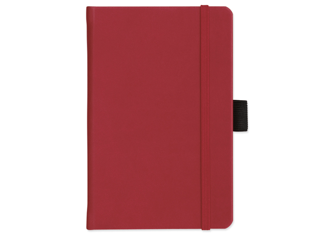 LANYO II poznámkový zápisník s gumičkou 132x213 mm, Červená
