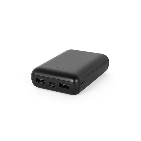 černá LEAKEY 10. Powerbanka 10 000 mAh ve recyklovaného ABS (100% rABS), černá