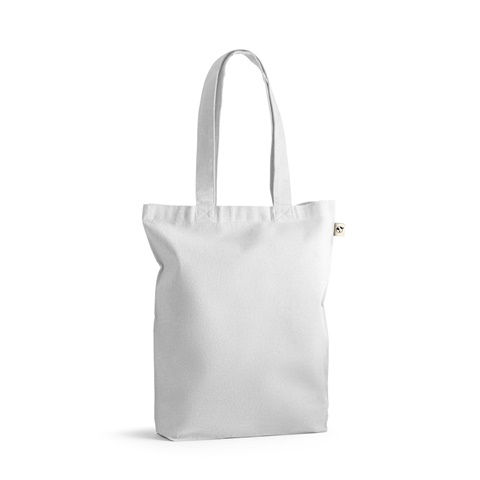 bílá MERIDA. Taška (220 g/m²) z bavlny (50 %), recyklované bavlny (30 %) a polyesteru (20 % rPET), bílá