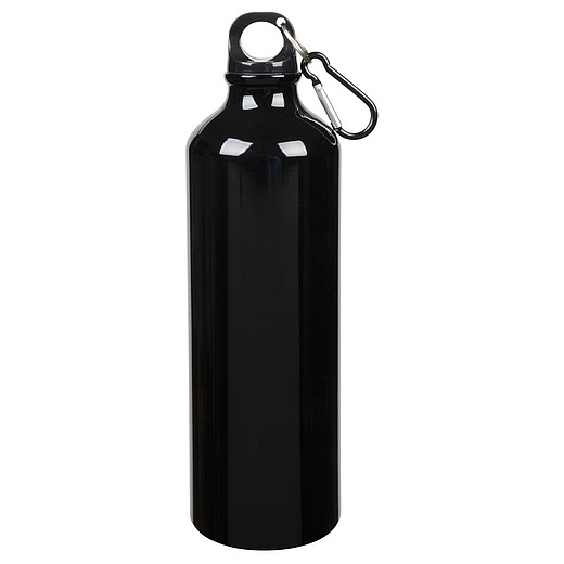 MERY Hliníková láhev na pití s karabinou, objem 750 ml, černá