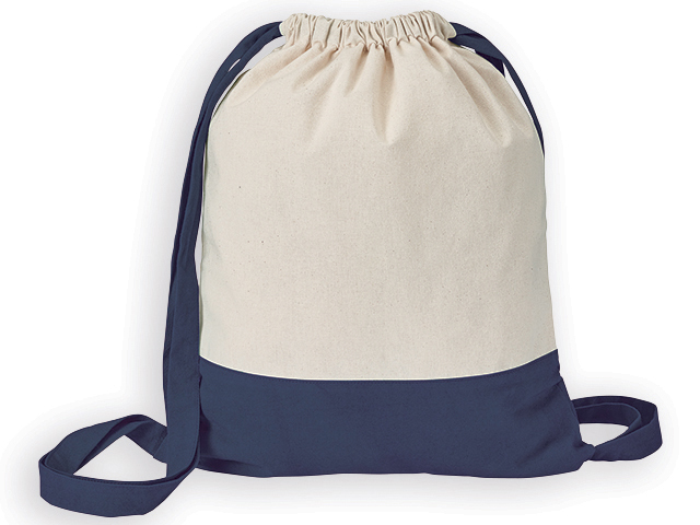 MILA bavlněný stahovací batoh, 180 g/m2, Modrá