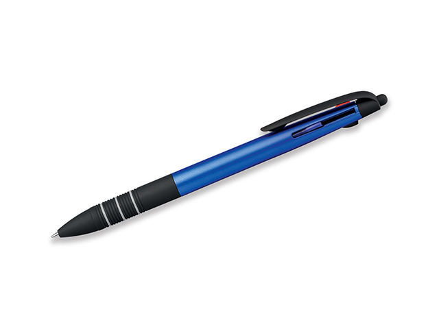 MULTIS plastové kuličkové pero 3 v 1, modrá, červená, černá náplň, Modrá