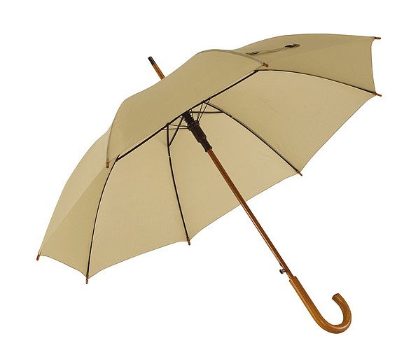 NARSIOL Automatický deštník s dřevěnou holí, béžová