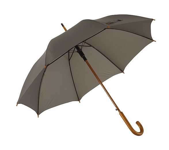NARSIOL Automatický deštník s dřevěnou holí, šedá