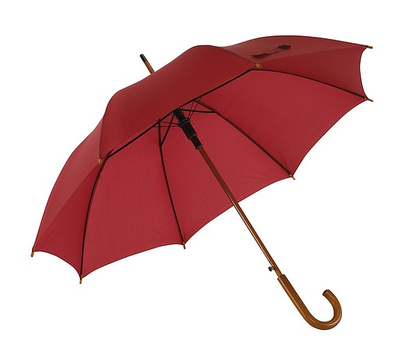 NARSIOL Automatický deštník s dřevěnou holí, vínová
