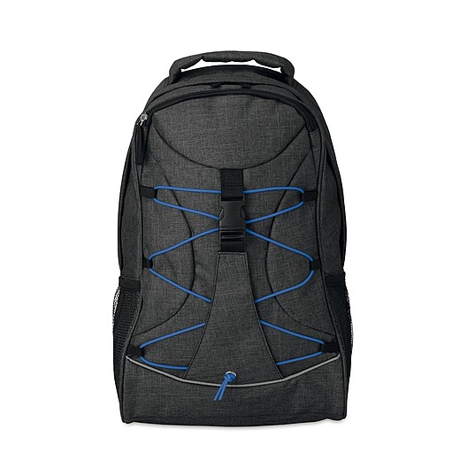 NOIR Černý polyesterový batoh s modrými kontrastními šňůrkami