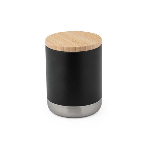 černá NORRE TUMBLER. Dvoustěnný nerezový (36% recyklace) vakuově izolovaný kelímek 370 ml, černá