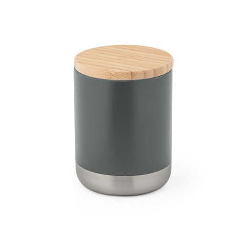 tmavě šedá NORRE TUMBLER. Dvoustěnný nerezový (36% recyklace) vakuově izolovaný kelímek 370 ml, tmavě šedá