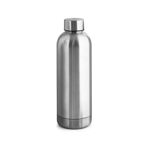 Saténově stříbrná ODIN METTALIC. Láhev z 90% recyklované nerezové oceli 550 mL, saténově stříbrná