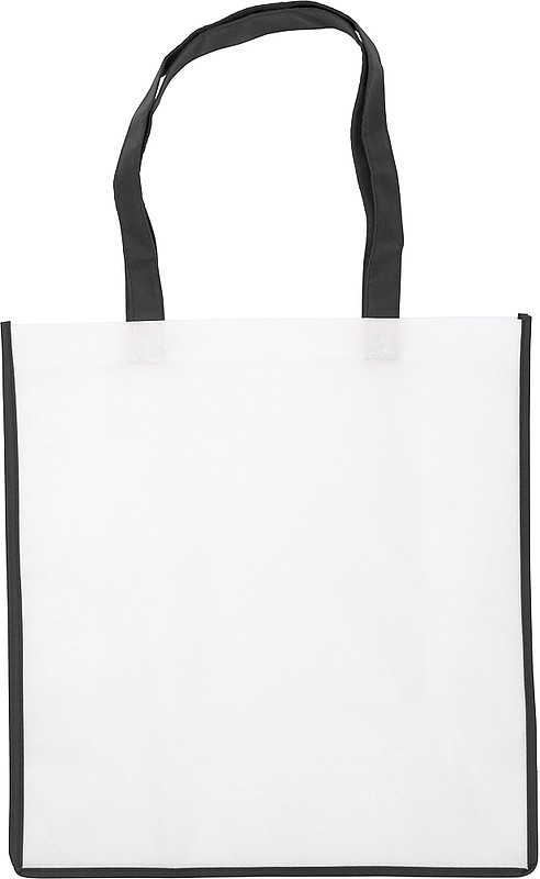 PARIOLA Nákupní taška z netkané textilie, bílá s černým lemem