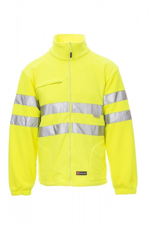 Payper LIGHT pánská flísová bunda s reflexními pruhy, fluorescenční žlutá, S