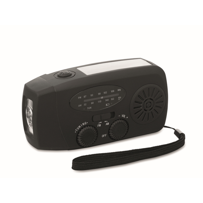 černá Přenosné rádio s LED svítilnou, černá